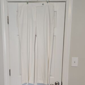 NWT Calvin Klein Cream Straight-Leg Dress Trousers Off White Size 16